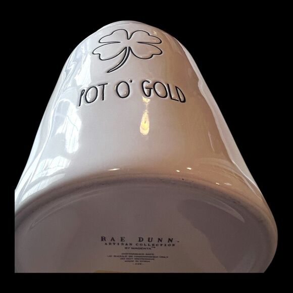 Rae Dunn POT O’ GOLD Canister With Shamrock And Green Handle - Picture 4 of 4